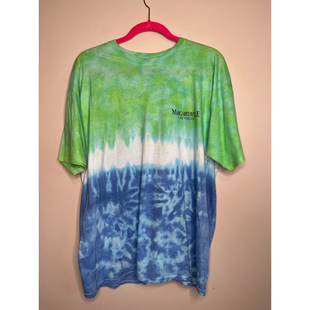 Margaritaville Jimmy Buffett Las Vegas Blue Green Tourist Tie Dye Shirt XL